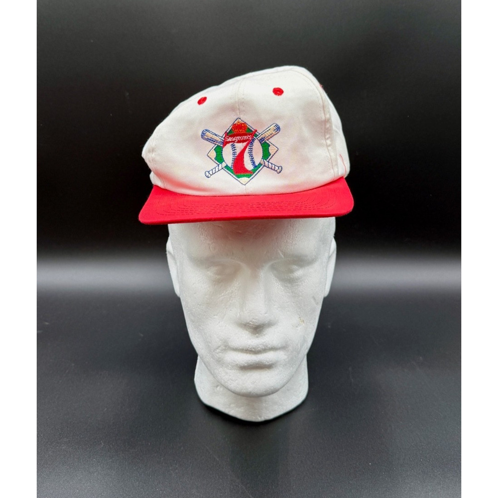 Vintage Seagrams 7 Crown Baseball Hat White Red Snapback Cap
